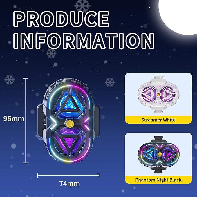 Neveika Cell Phone Cooler with LED, Cooling Power, Compatible with 2.5-3.5 Inch Wide Smartphones for Gaming, Live Streaming and Video Recording