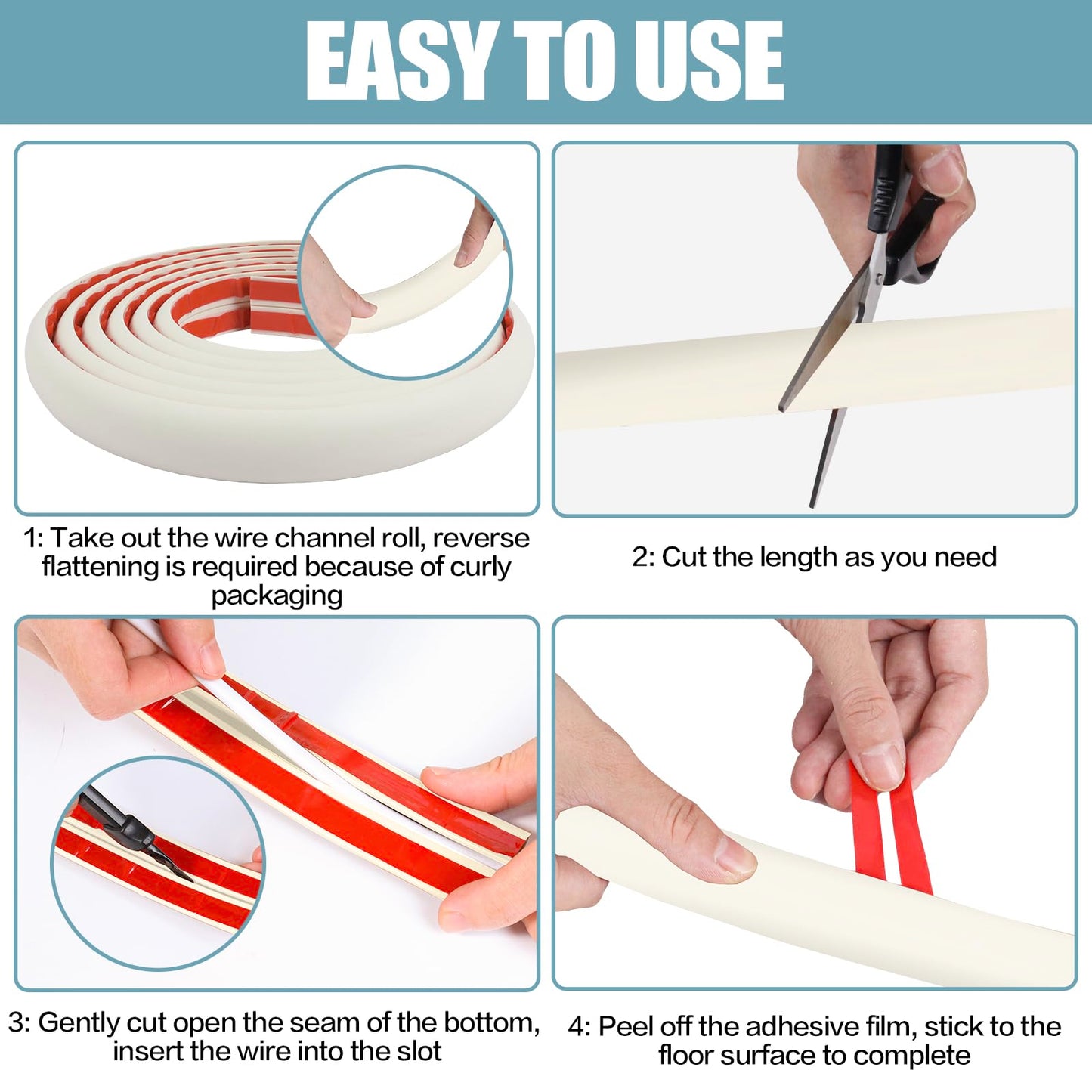Floor Cord Cover Cable Cavity Self Adhesive Cord Hider Floor 10FT Floor Cable Management Power Cord Protector Floor Electric Cord Covers for Offices, Gym, Exhibitions (Beige, 1.97" x 10')
