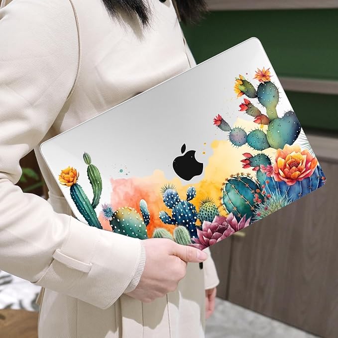 MEEgoodo Case for M5/M4/M3/M2 MacBook Air 13.6 inch 2026 2025 2024 2022, Fit Model A3449/A3240/A3113/A2681, Case Compatible with MacBook Air 13 inch, Tropical Cactus