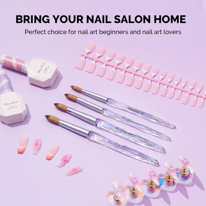 MelodySusie Kolinsky Acrylic Nail Brush, 100% Pure Kolinsky Hair, Professional Nail Brush for Acrylic Powder Nail Extension and 3D Nail Carving, for DIY Home Salon, Size 10