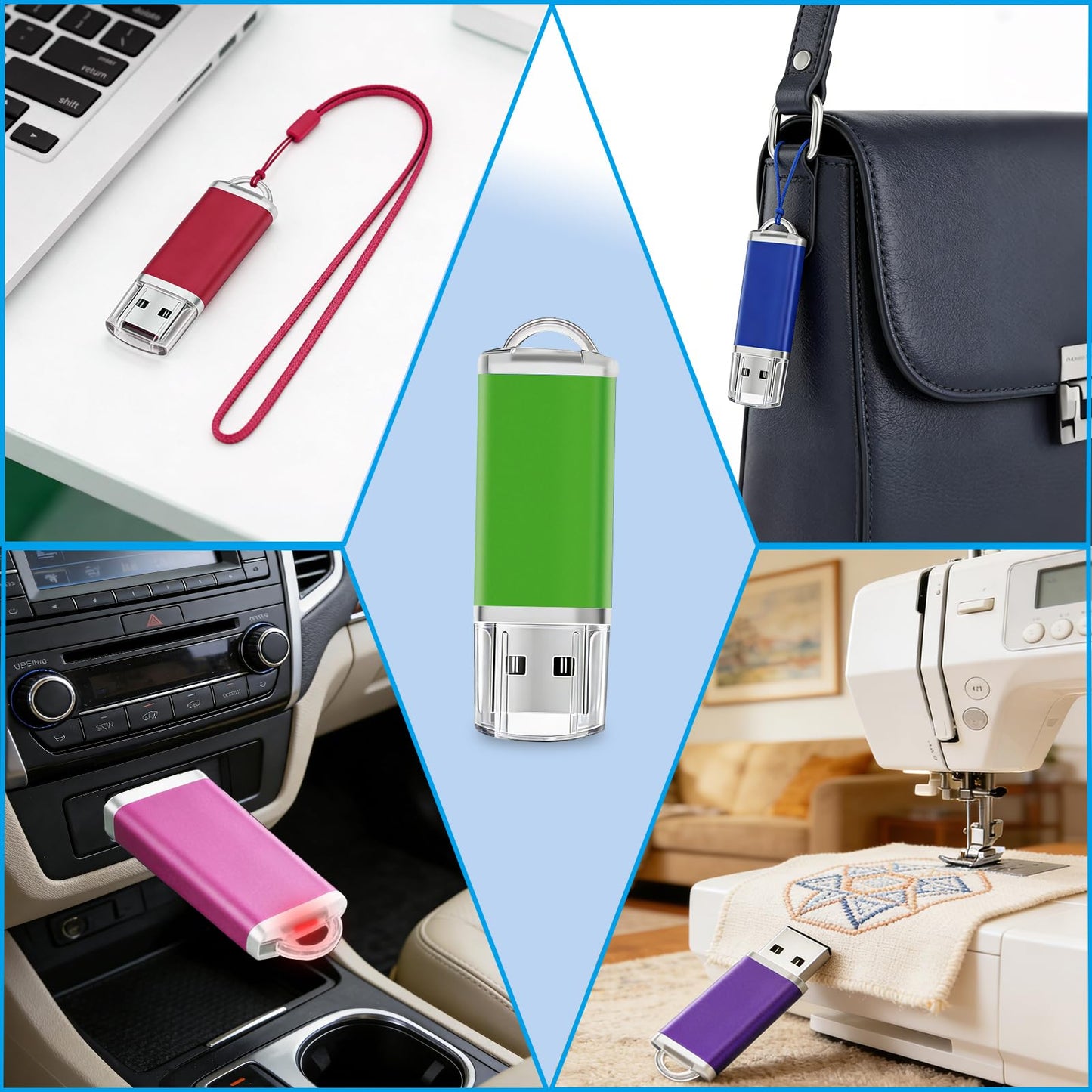 Thumb Drive 2GB USB Flash Drive 20 Pack Nicepicten Jump Zip Drive USB 2.0 Flash Drives 2GB Memory Stick with Lanyard & Label - Mixcolor