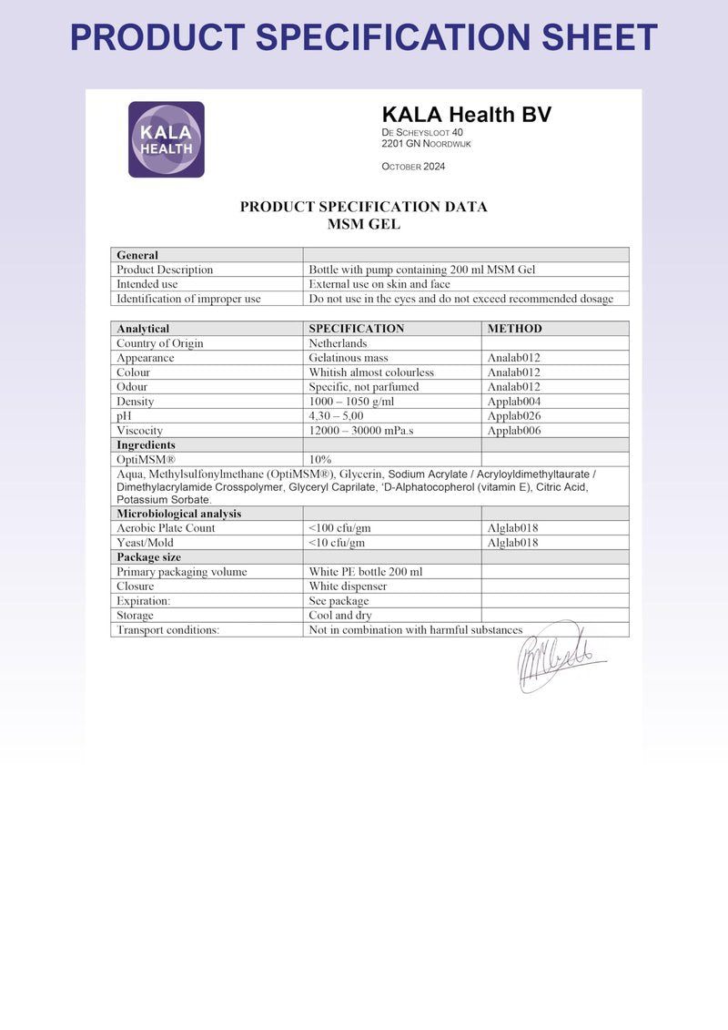 Procapsin MSM Skin and Facial Gel Lotion - 200ml Pure OptiMSM Gel - OptiMSM for Skin and Topical use