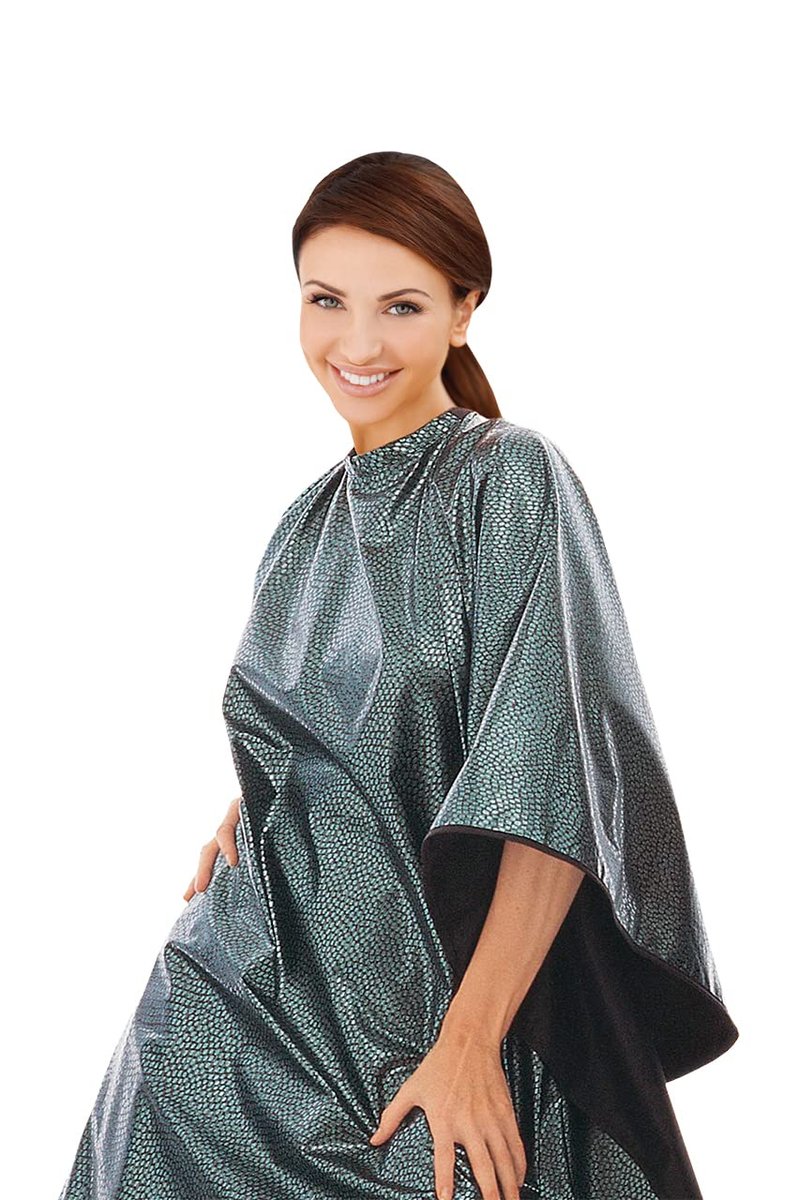 Cricket Encore All Purpose Professional Salon Cape â Waterproof, Bleach-Proof, Chemical-Resistant Hair Coloring, Cutting, and Styling Cape with Adjustable Neck Closure - Extra-Large Coverage, Jade