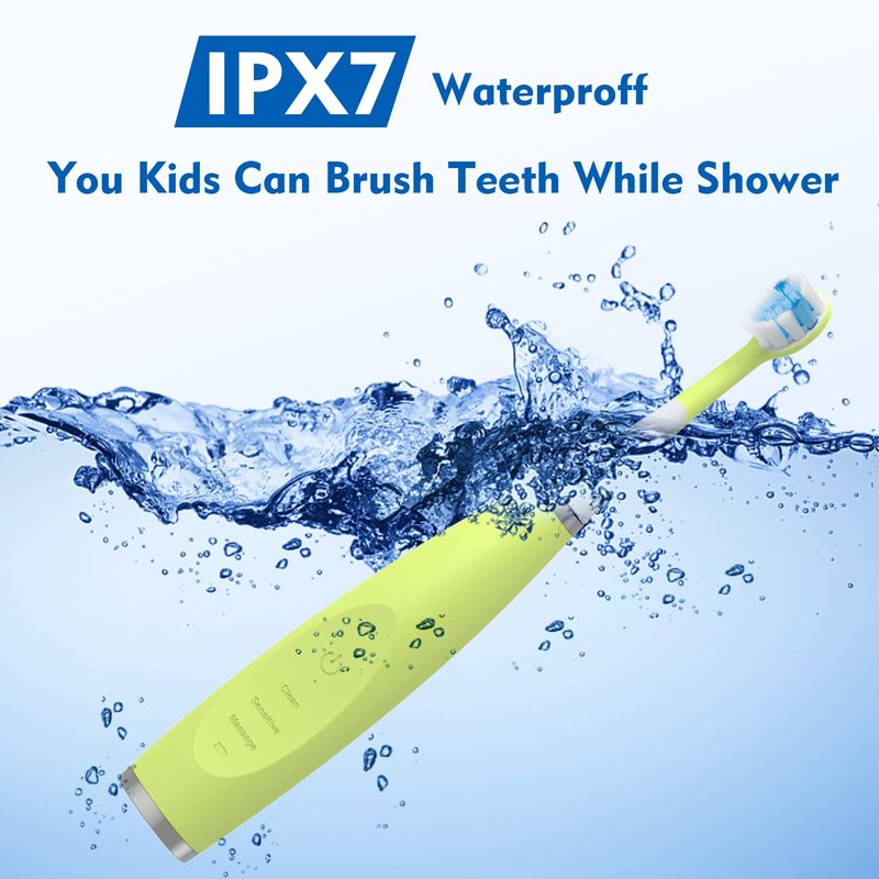 FUMEIKANG Kids Electric Toothbrushes Sonic Rechargeable Tooth Brush Gifts for Boys and Girls Smart Timer Power Toothbrush - Blue 3 4 5 6 7 8 9 10 11 12 (Blue)