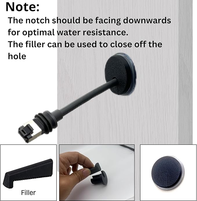 Dikiwodark RV Cable Passthrough for Starlink mini, RV Cable Grommet Compatible with Starlink, Ethernet, Coax, Water-Resistant and Anti-Drop RV Cable Routing(Black)