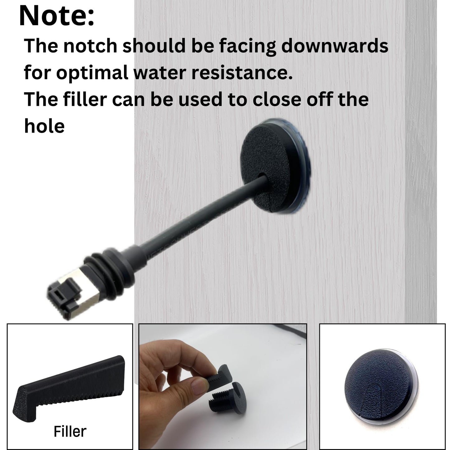Dikiwodark 2Pcs RV Cable Passthrough for Starlink mini, RV Cable Grommet Compatible with Starlink, Ethernet, Coax, Water-Resistant and Anti-Drop RV Cable Routing(Black)