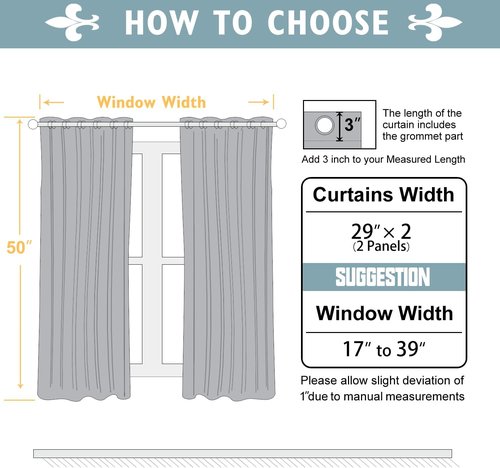 ChrisDowa Small Window Curtains - Thermal Insulated Grommet Room Darkening Panels, 29 x 50 Inch, Biscotti Beige