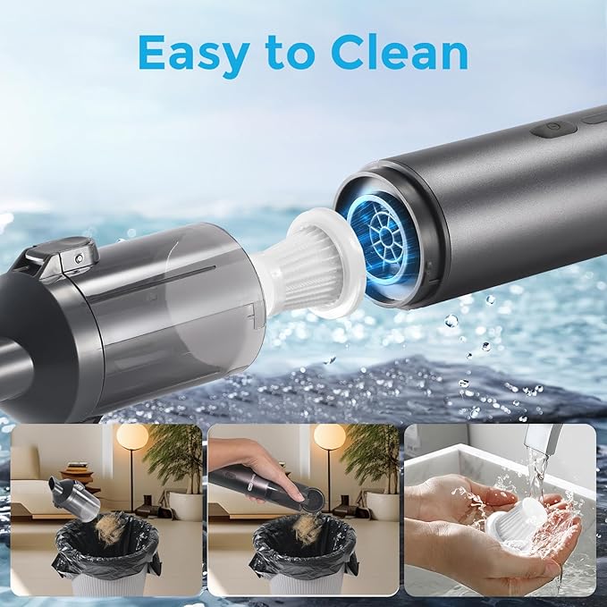 EPROEON EV1396 Cordless Handheld Vacuum Cleaner - 100W 16000Pa Powerful Suction, 14-24min Runtime, Multi-Nozzles & Floor Brush for Home, Car & Narrow Spaces
