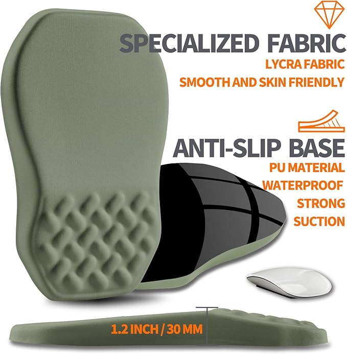 Armanza Ergonomic Slope Mouse Pad Wrist Support, Wrist Rest Mousepad for Carpal Tunnel Pain Relief with Massage Bulge and Slow Rebound Memory Foam (12x8 inch, Olive Green)