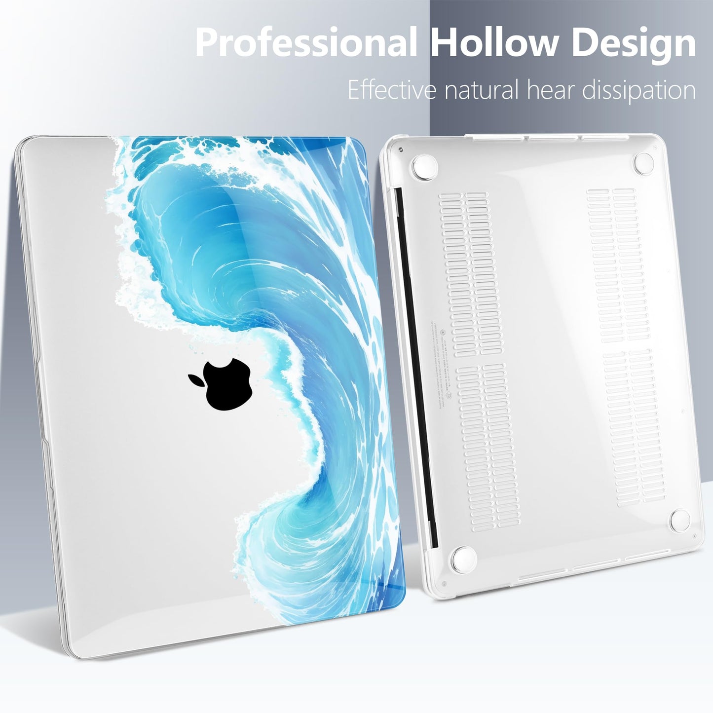 Batianda Case for M1 MacBook Air 13 Inch Model A2337 A2179 A1932 2021 2020 2019 Release,Lovely Creative Series Design Hard Shell with Keyboard Cover & Screen Protector, Blue Waves