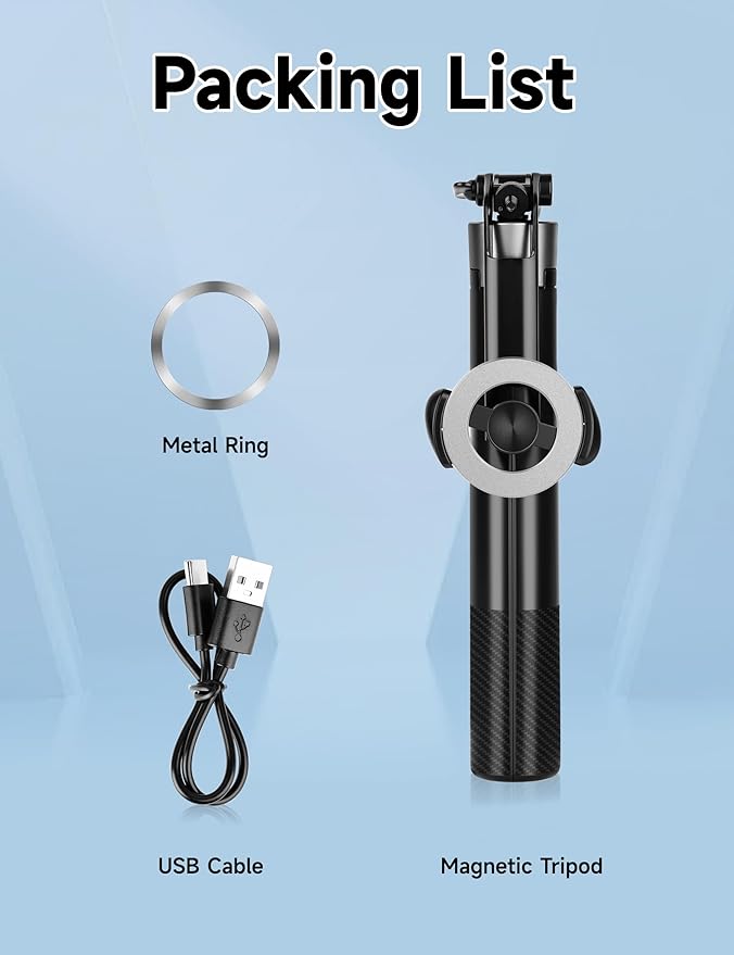 70" Magnetic Phone Tripod, Selfie Stick Tripod for iPhone MagSafe & Camera with Rechargeable Remote & 2 in 1 Magnetic Holder, 360° Rotatable Portable Cell Phone Stand for Travel Vlog Video Recording