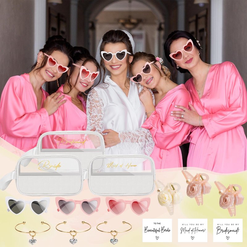 Bridesmaid Gifts,Wedding Gifts for Valentines Day,42PCS Bridesmaid Proposal Gifts,Wedding Maid of Honor Gifts,Bridal Shower Cosmetic Makeup Bags