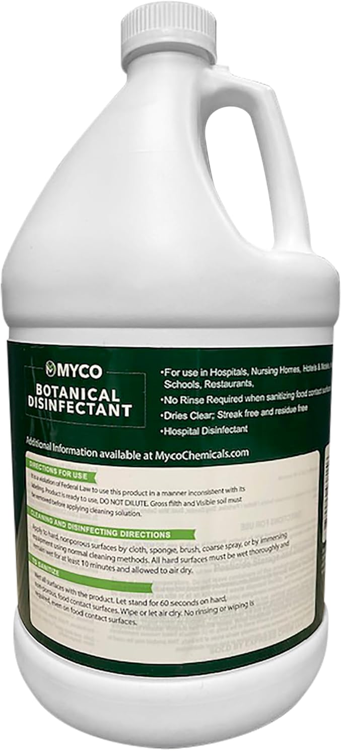 Myco Botanical Disinfectant Cleaner â Natural Plant-Based Ready-to-Use EPA-Registered Disinfectant Spray for Mold, Mildew, Germs, Bacteria & Viruses â Safe for Home & Commercial Use, 4 Gallon