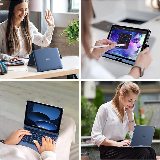 typecase Touch iPad 11th 10th Generation Case with Keyboard (11" 2025, A16 & 10.9" 2022) – 360° Rotatable, 11-Color Backlit, Multi-Touch Trackpad, Pencil Holder, Thin & Light – Midnight Blue