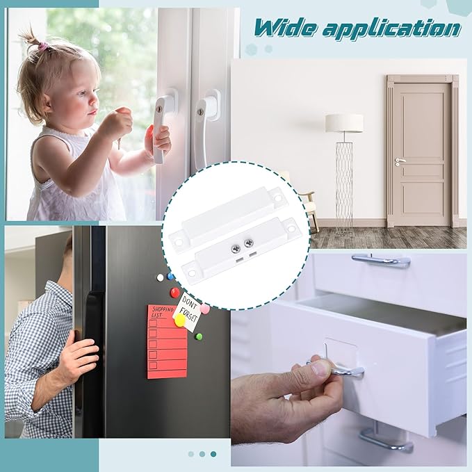 Tellegloww 20 Sets Nc Wired Surface Mounted Alarm Magnetic Door Alarm Contact Sensor Door Window Reed Switch Sensor with Double Side Tape for Security