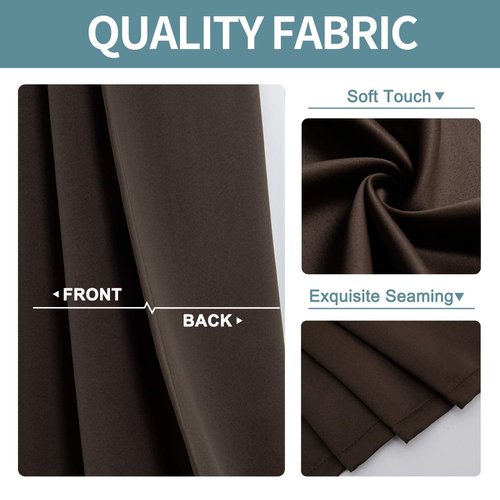 ChrisDowa Grommet Blackout Curtains for Bedroom and Living Room - 2 Panels Set Thermal Insulated Room Darkening Curtains (Brown, 42W x 63L)