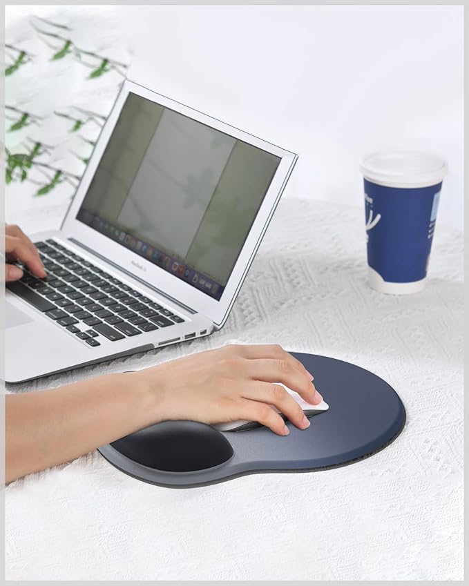 Laborio Ergonomic Mouse Pad with Wrist Rest, Large Mousepad(10.6'' x 9''), Wrist Support Mouse Mat with Non-Slip Base, Pain Relief for Laptop & Computer(Gradient Blue Black)