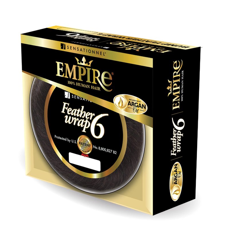 Sensationnel Empire bump weaving hairextension - feather wrap 6 inch human hair short bun weave styling (1 JETBLACK)