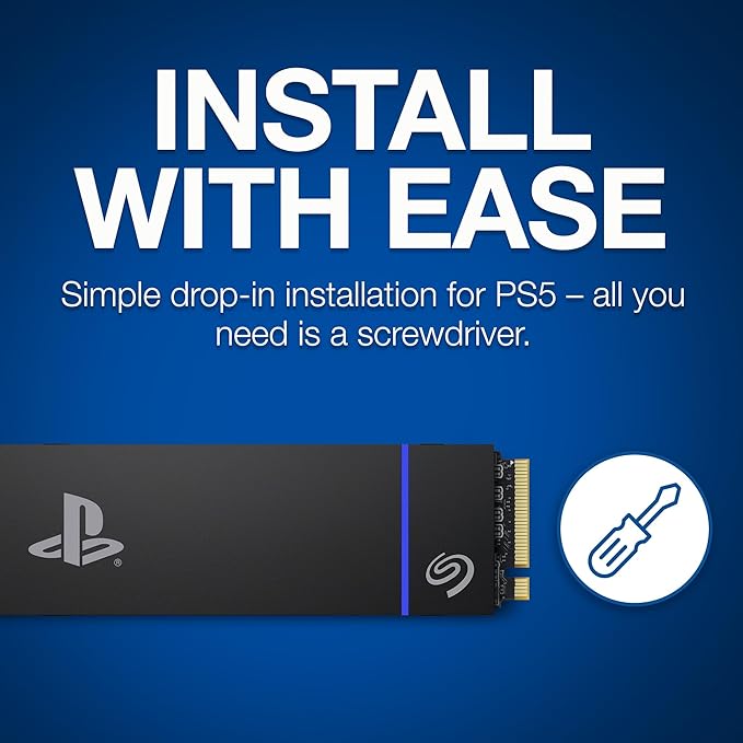 Seagate Game Drive PS5 NVMe SSD for PS5 1TB Internal Solid State Drive - PCIe Gen4 NVMe 1.4, Officially Licensed, Up to 7300MB/s with Heatsink (ZP1000GP3A1011)