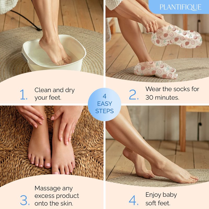 Foot Peeling Mask - Hydrating Treatment for Dry & Cracked Feet | 4 Pack