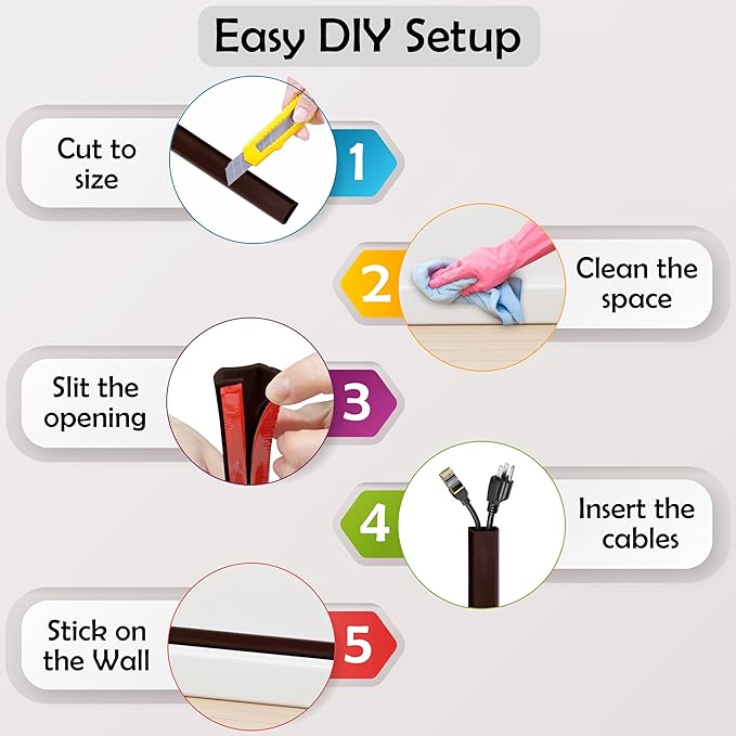 TV Cord Hider – Flexible Wall Cord Cover Slim Design Silicone Cable Raceway - Self Adhesive, Cut to Size Design for Hiding Wires on Wall - Clean Home Setup Cable Concealment (Dark Brown, 6 Feet)