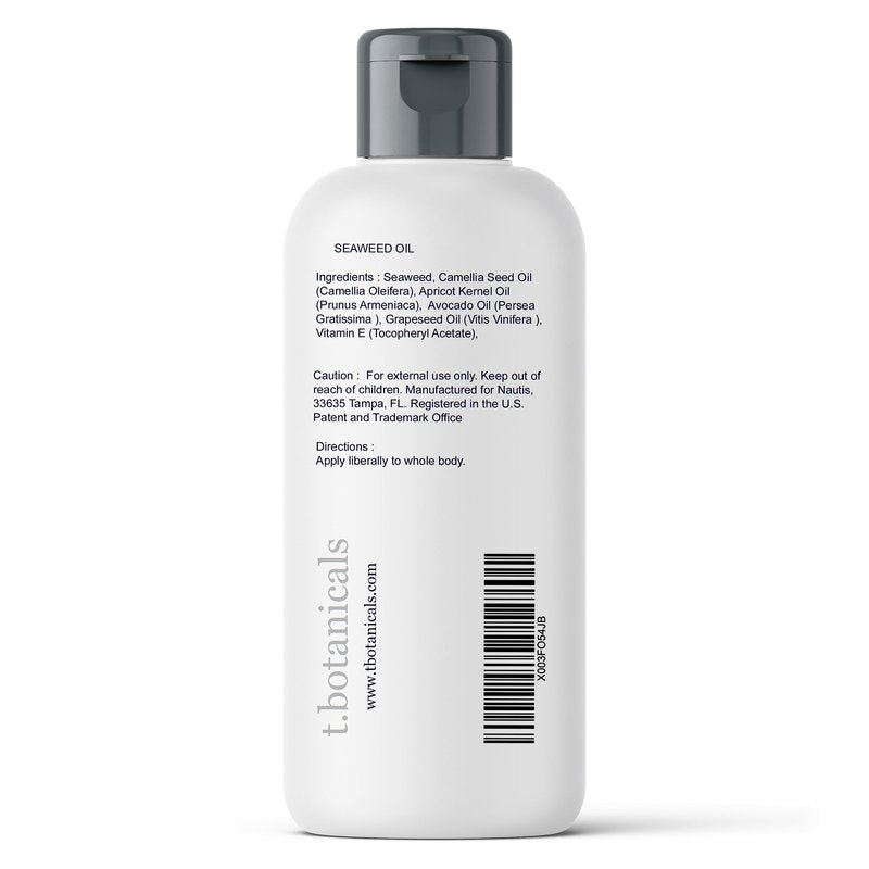 Seaweed Body Oil 8 oz. Nourishing Sea Moss Oil Fast Absorbing Firming Anti-Aging Non-Greasy Oil Day and Night Massage Kelp Moisturizer for Dry Dull, Sagging Skin, Face, Hair, Foot, Hands (Citrus)
