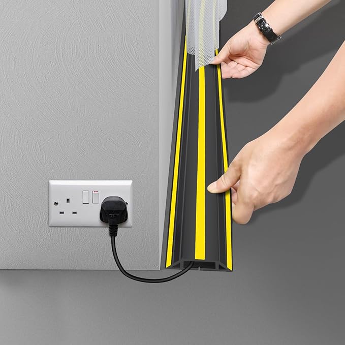 TFMUZERT 6.5 ft Cord Covers for Wires on Floor, Heavy Duty PVC Duct Floor Cord Cover, Floor Cable Cover Easy to Unroll Prevent Trip Hazard for Home Office or Outdoor Settings