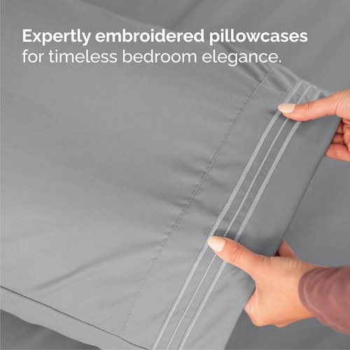 Cal King Size Sheet Set by Oeko-Tex | 4-Piece Cooling & Breathable Bedding - Soft, Wrinkle-Free Steel Blue