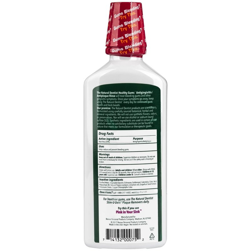 Natural Dentist Healthy Gums Antigingivitis Rinse Peppermint Twist 16.9 Ounce (Pack of 2)