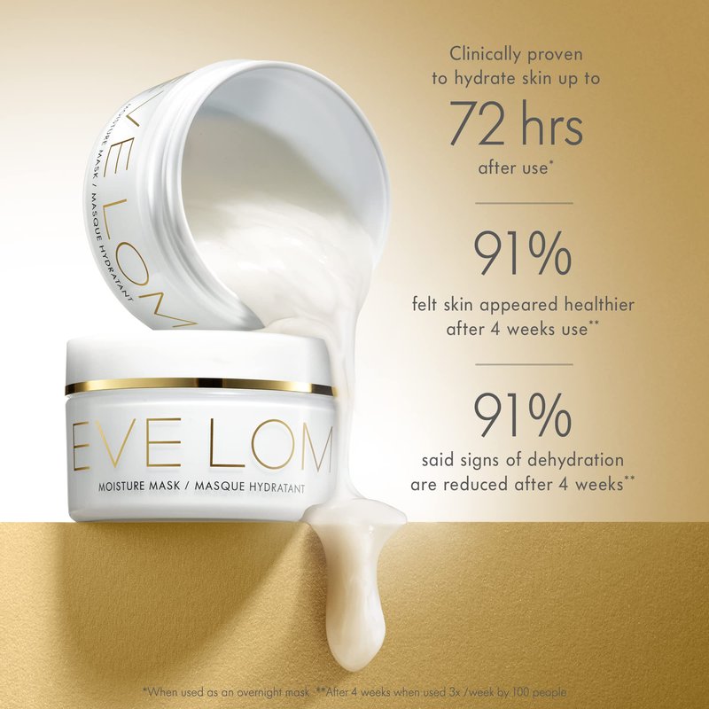 EVE LOM Overnight Moisture Mask - Ultra-Hydrating Facial Mask for Deeply Nourishing Skin - Plumping & Smoothing Formula for Radiant Complexion - Long-Lasting Hydration for 72 Hours - 100ml