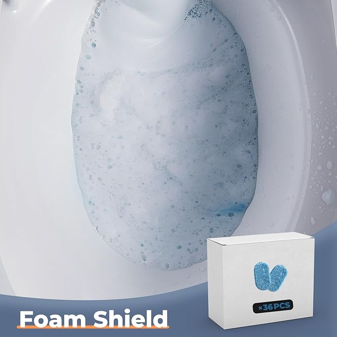 36 Pieces Foam Shield for Smart Toilet, Splash-Resistant Toilet Cleaner, Fresh Air, Easy Cleaning, Universal Fit, 1-Year Supply