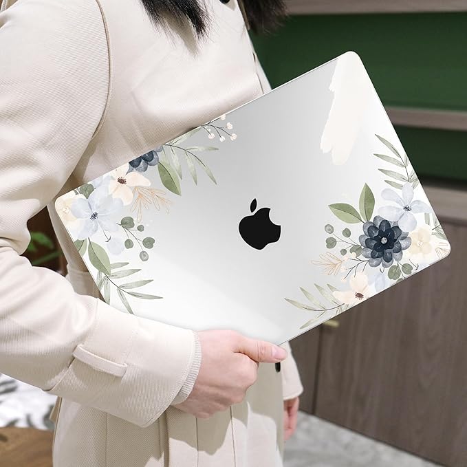 MEEgoodo for M5/M4/M3/M2 MacBook Air 15 inch Case 2026 2025 2024 2023, Case Fit Model (A3448/A3241/A3114/A2941) for MacBook Air 15.3 inch, Vintage Floral