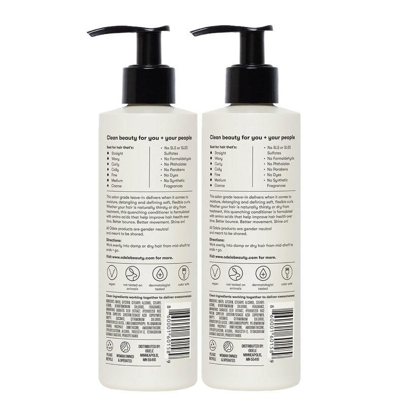 Odele Vegan Leave-In Conditioner - Deep Moisture & Frizz Control for All Hair Types | 8 fl oz (2-Pack)