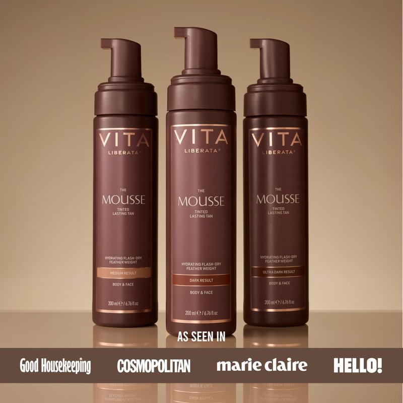 VITA LIBERATA Tinted Self Tanner Mousse - Medium, Lightweight & Fast Drying Formula, Tinted For Easy Application, Lasting Tan, Formulated with Organic Aloe Vera & Hyaluronic Acid, 6.76 fl oz
