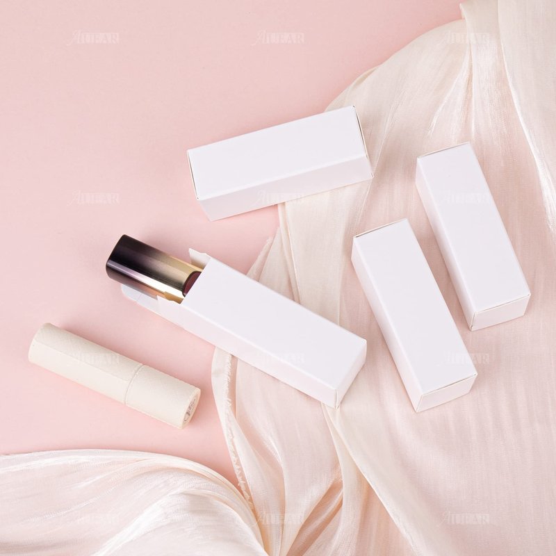 AUEAR, 50 Pack White Kraft Paper Lipstick Boxes Empty Lip Gross 3.35"x1.1"x1.1" Rectangle Balm Perfume Essence Oil Packaging Cases for DIY Gloss Gift Packing