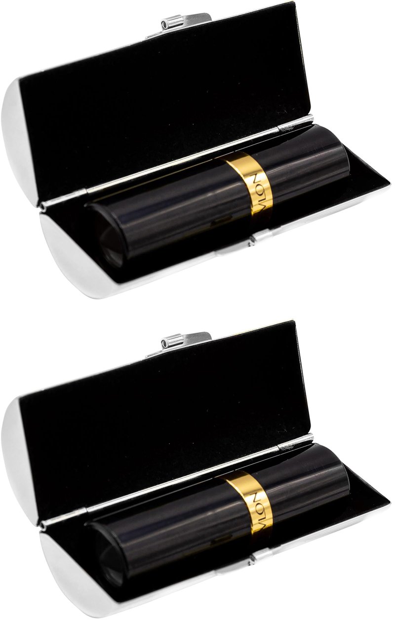 Stephanie Imports Set of 2 Capsule Shaped Lipstick Cases (Silver Ridges)