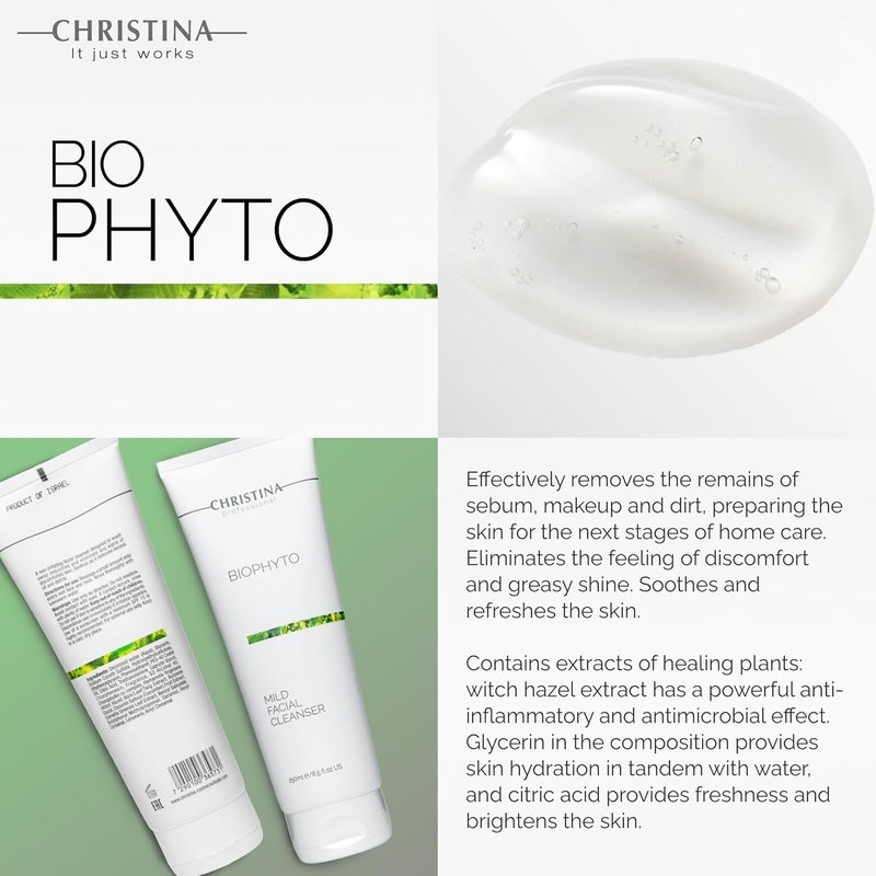 Biophyto Mild Facial Cleanser - Soapless Gentle Face Wash with Green Tea & Cucumber Extracts | 250 ml for All Skin Types