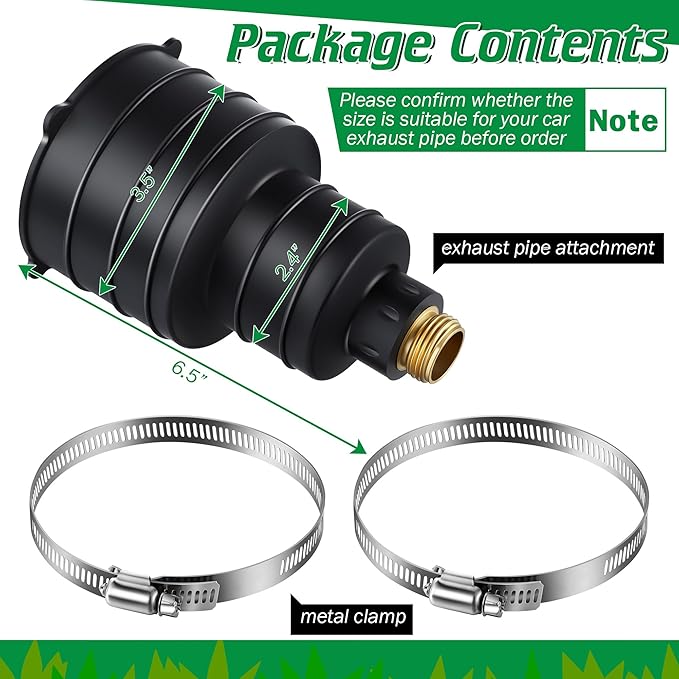 Qualirey Pest Control Exhaust Pipe Attachment with 50ft Stainless Steel Garden Hose, Transport Exhaust from Car to Underground for Killing Outdoor Rodents Such as Moles, Gophers