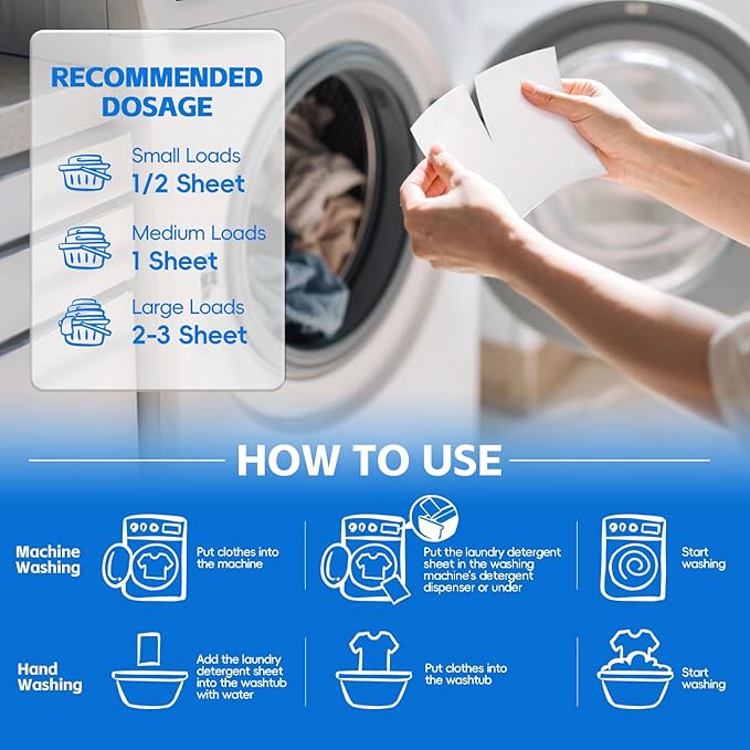 BellaLuce Laundry Detergent Sheets - Laundry Sheets, 400 Loads, Eco-Friendly, Plastic-Free, Fresh Linen Scent, Space Saving, Fast Dissolve & Hypoallergenic