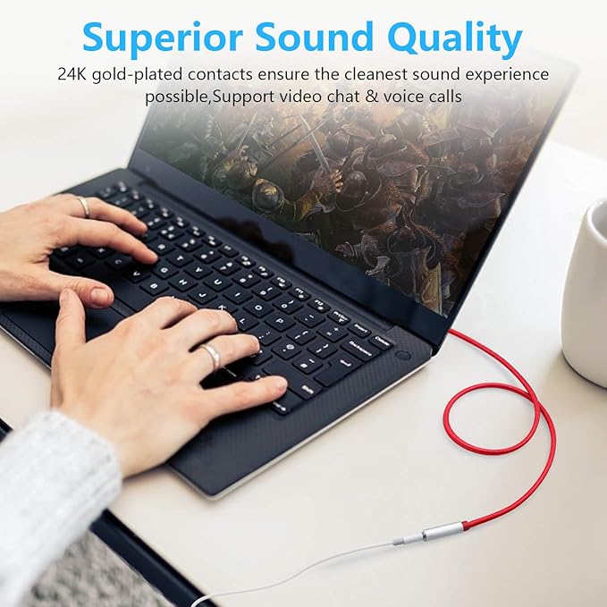 MORELECS 3.5mm Extension Cable 6.6ft - Headphone Extension Cable Nylon Braided Aux Cord Extender for Smartphones, Tablets, Media Players (No Mic Support) -Red