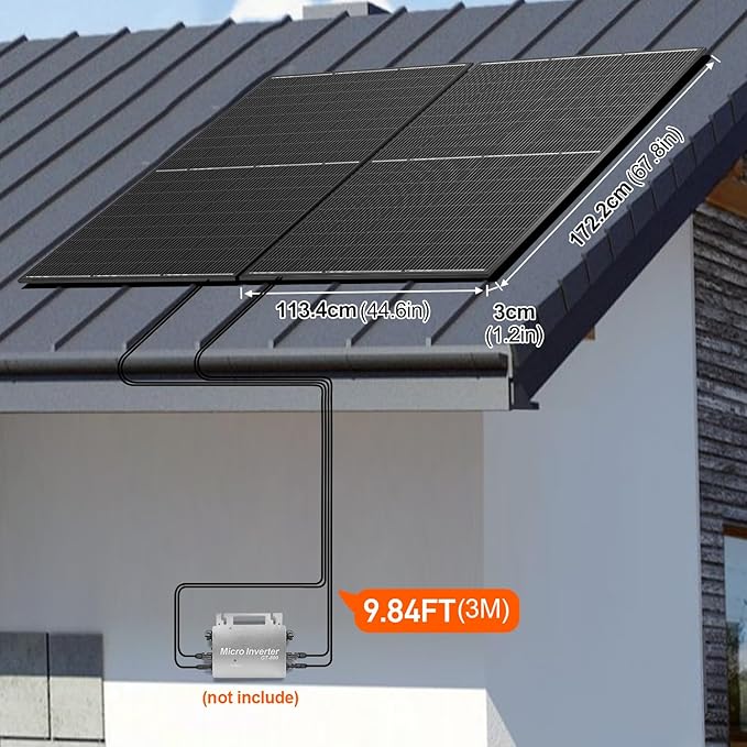 DOKIO Monocrystalline Solar Panel Size 800W (2×400W) 31V for 12/24V Devices, Aluminum Frame, 3m Cable, Pre-Drilled Holes for Yard, Garden, Shed, Off-Grid Power