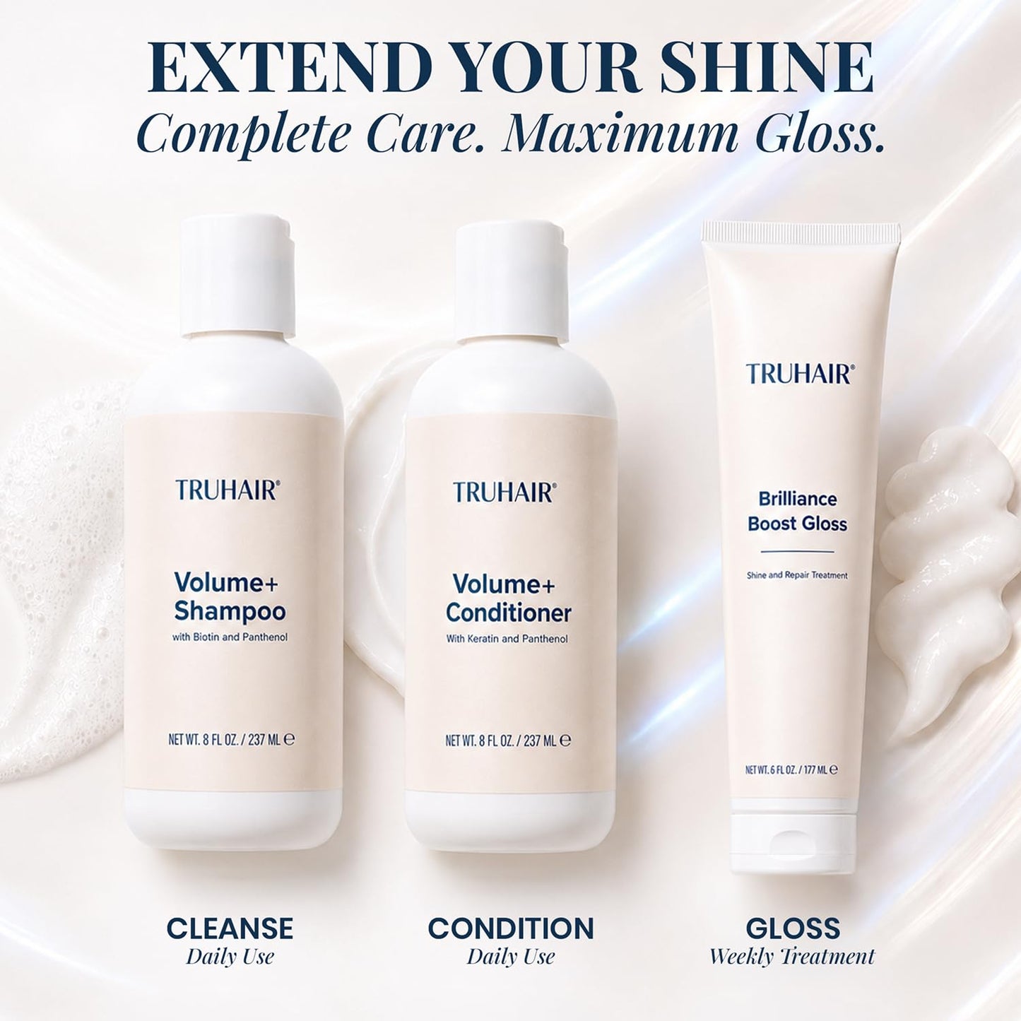 Truhair Brilliance Boost Gloss Shine & Repair Mask | Paraben & Sulfate Free, Clear Hair Gloss Treatment for Glossy Shine, Radiance & Smooth Finish | Hydrating Glossing Treatment for Hair - 6 Fl Oz