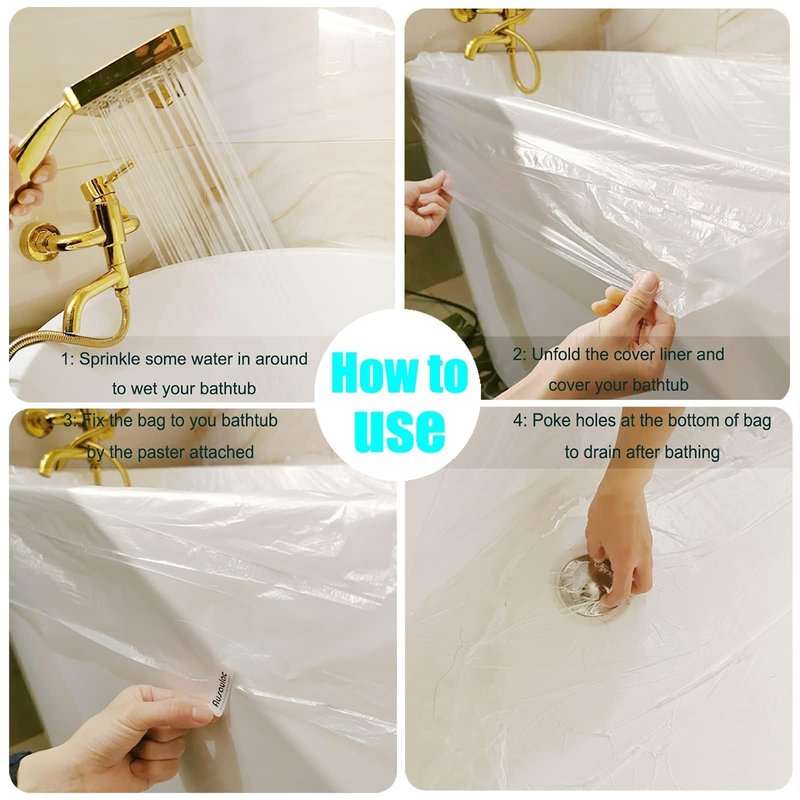 Disposable Bathtub Cover 24 Pcs, Large Plastic Bathtub Liner Bag for Travel and Household, Bath Film Bag for Bath Tub (102x47 inch)