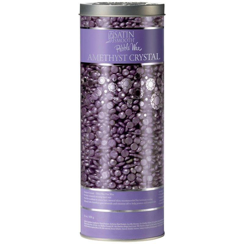 Satin Smooth Pebble Amethyst Crystal Hard Wax Beads â Professional Hair Removal for Sensitive Skin, Strip-Free Formula for Face & Body Waxing, 23 oz