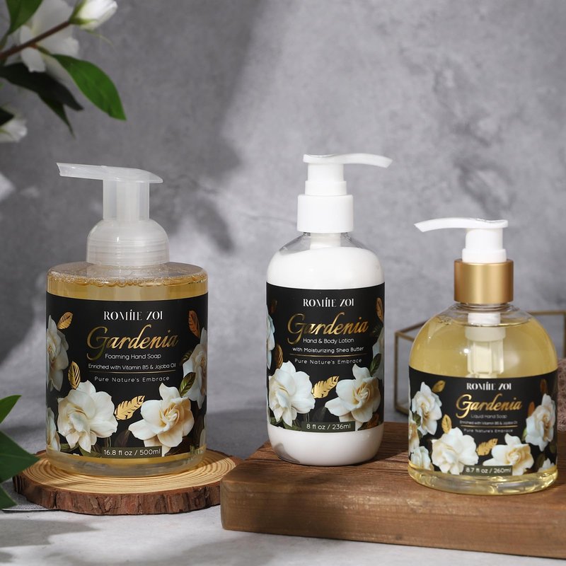 ROMIIE ZOI Foaming Hand Soap with Gift Box- Gardenia - Biodegradable Formula Moisture & Revitalize - 500ml/ 16.8oz