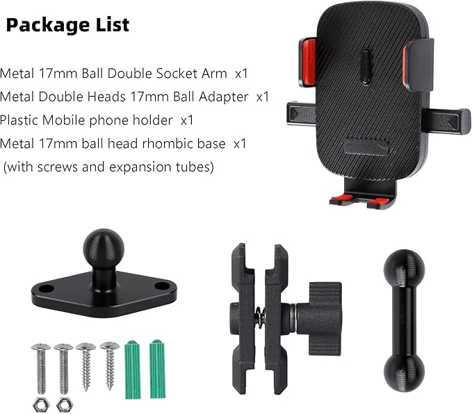 Leenconghui Car Phone Holder Mount for AMPS Standard Diamond Base ,Aluminum 360° Rotation Phone Mount for Car Dashboard Truck Boat Desk, Compatible with iPhone 16 15 14 13 12 Series Samsung S24 S23