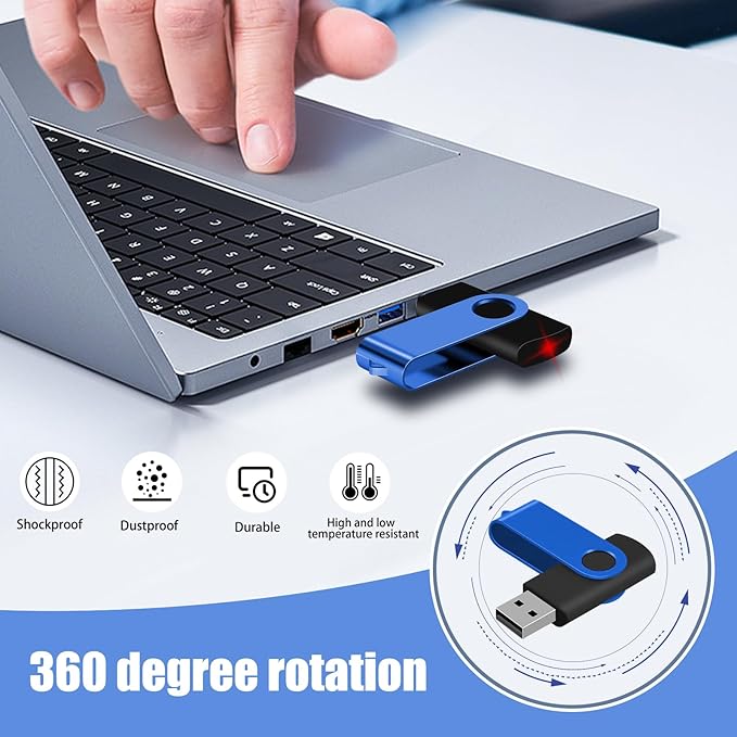 EASTBULL 4GB USB Flash Drive Bulk Thumb Drives 20 Pack with Lanyards USB 2.0 Memory Sticks Zip Drive Pen Drive for Storage and Backup Blue 20PCS 4GB