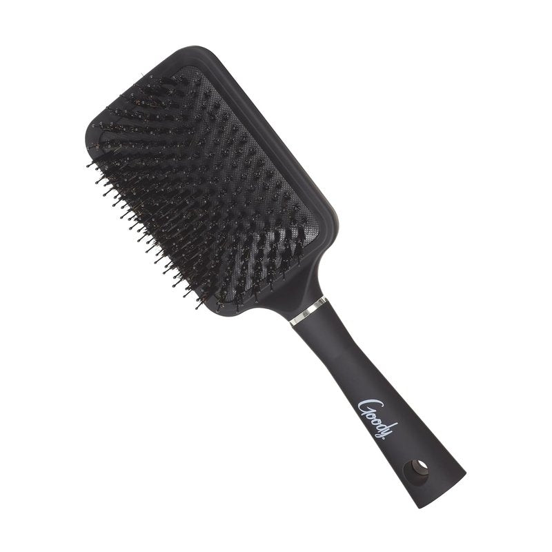 Goody Detangle It Paddle Brush - Custom Style Detangler with Nylon & Boar Bristles | Ideal for Thick Hair, Black