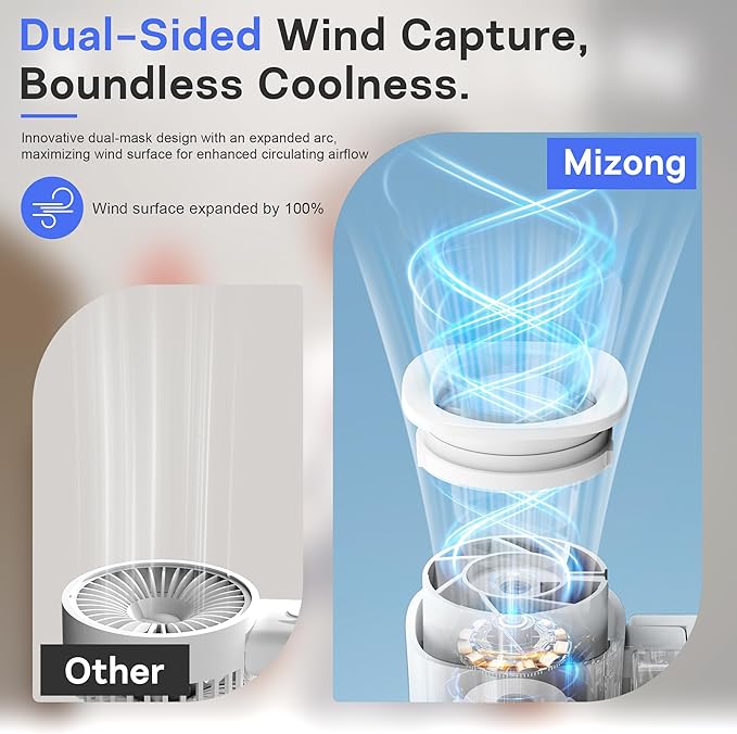Mizong Personal Handheld Fan, Portable 3-in-1 High-Speed Turbo Fan with 5 Gear Wind, USB Mini Personal with 4000mAh Rechargeable Battery for Outdoor/Summer/Travel/Camping/Vacation Essentials Grey