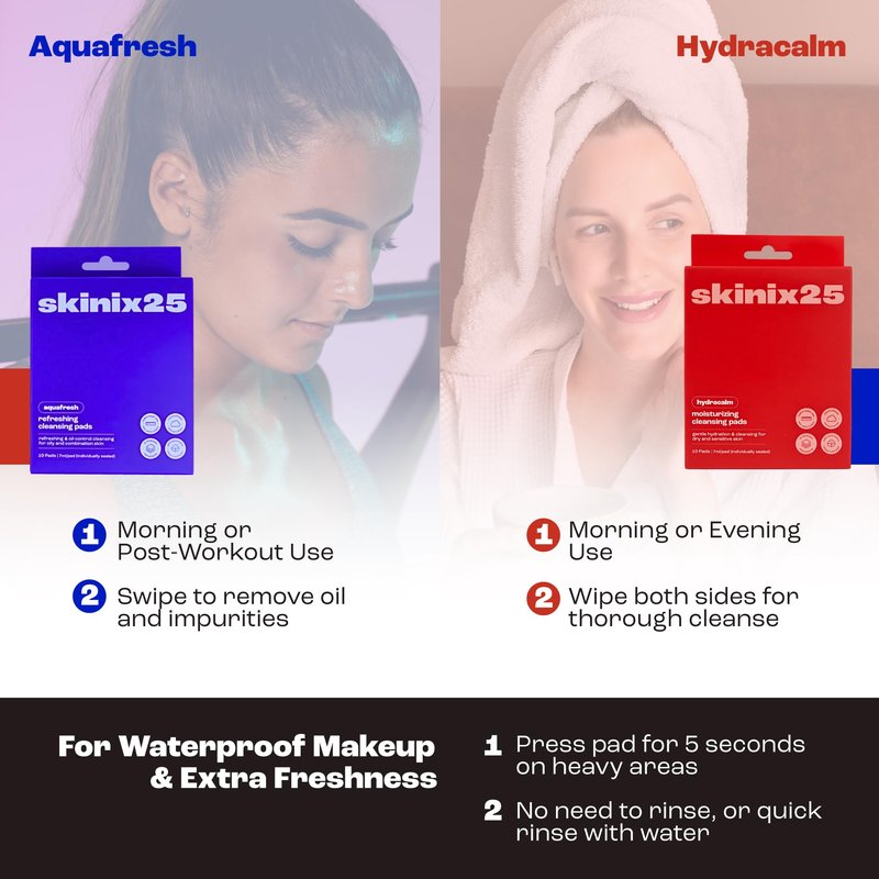 Hydracalm & Aquafresh Facial Cleansing Pads – 20 Individually Wrapped Cotton Wipes | On-the-Go Face Wipes for Travel, Gym & Daily Skincare | Hydrating + Oil-Control Cleansing Pads for All Skin Types